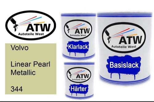Volvo, Linear Pearl Metallic, 344: 1L Lackdose + 1L Klarlack + 500ml Härter - Set, von ATW Autoteile West.